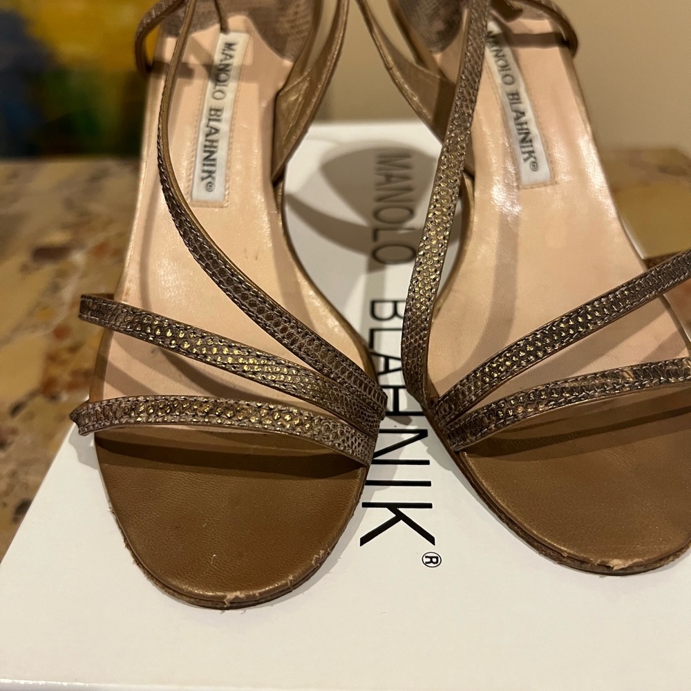Manolo Blahnik Tan Strappy Heels